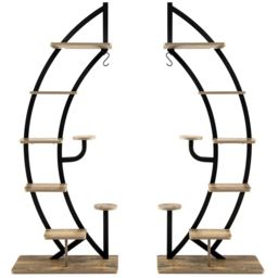 Costway 8 Tier Natural Curved Half Moon Shape Wooden Plant Stand - Size: 94 x 58 x 8cm - Cream - Wilko - thumbnail 4