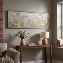 Embellished Gold Leaves Framed Print - Grey - Wilko - thumbnail 3