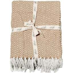 Allure Home Fashions Audley Beige Cotton Chevron Herringbone Throw 150 x 200cm - Brown - Wilko