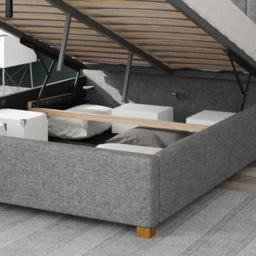 Aspire Hepburn Small Double Grey Saxon Twill Ottoman Bed - Aspire Beds - Wilko - thumbnail 4