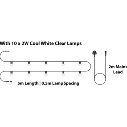 Eagle Connect Festoon 10 Cool White Clear Lamps LED String Light 5m - Size: 51 x 40 x 9cm - BLACK - Wilko - thumbnail 5