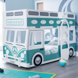 Julian Bowen Campervan Blue and White Bunk Bed - Size: Single - Wilko - thumbnail 1