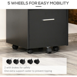 Portland Vinsetto Black Mobile Home Filing Cabinet - Wilko - thumbnail 7