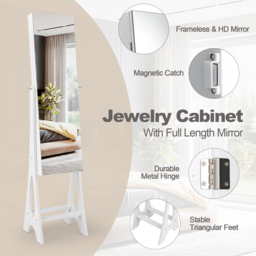 Costway White Freestanding Mirror with Jewellery Cabinet 32 x 110cm - Size: 119.4 x 43.2 x 17.78cm - Wilko - thumbnail 7