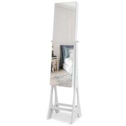 Costway White Freestanding Mirror with Jewellery Cabinet 32 x 110cm - Size: 119.4 x 43.2 x 17.78cm - Wilko