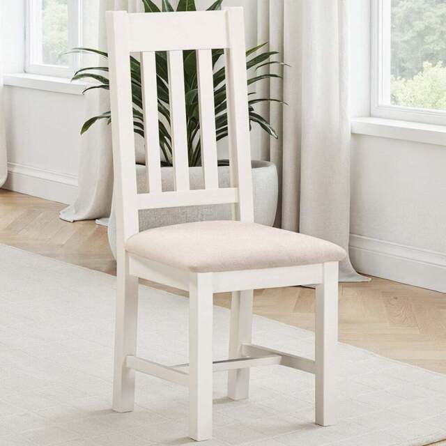 Seconique Windsor Sey of 2 Ivory and Oat Fabric Slatted Dining Chair - Size: Set of 2 - Ivory/Oat Fabric - Wilko - image 1