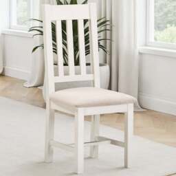 Seconique Windsor Sey of 2 Ivory and Oat Fabric Slatted Dining Chair - Size: Set of 2 - Ivory/Oat Fabric - Wilko