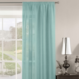 Velosso Riva Plain Duck Egg Slot Top Voile Panel Curtain 150 x 137cm - Size: w 150 x D 137cm - Blue - Wilko - thumbnail 3
