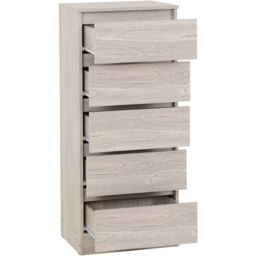 Seconique Malvern 5 Drawer Urban Snow Narrow Chest of Drawers - White - Wilko - thumbnail 4