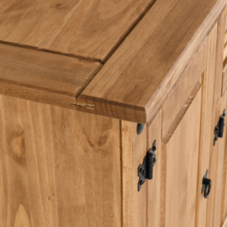 Seconique Corona 4 Door Single Drawer Distressed Waxed Pine Sideboard - Size: 48 x 155 x 83cm - Brown - Wilko - thumbnail 7