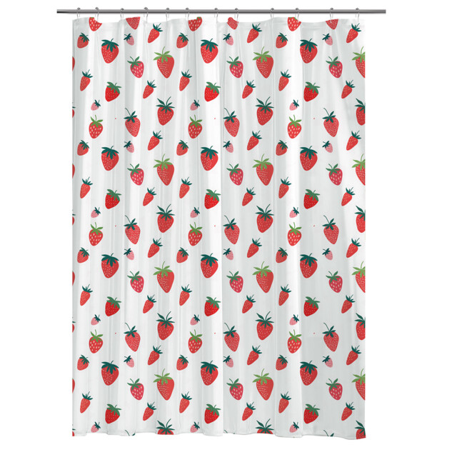 Strawberry Shower Curtain - Clear and Red - Wilko - image 1