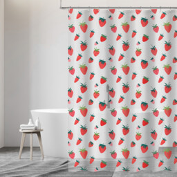 Strawberry Shower Curtain - Clear and Red - Wilko - thumbnail 3