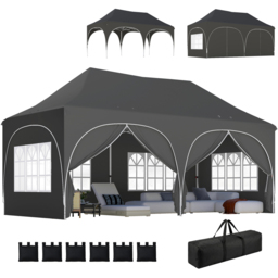 Outsunny 3 x 6m Grey Pop Up Gazebo with Detachable Sidewalls - Dark Grey - Wilko - thumbnail 3