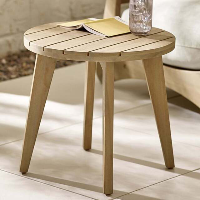 Furniturebox Niort Round Wooden Outdoor Side Table - Size: 45 x 45 x 45cm - Brown - Wilko - image 1
