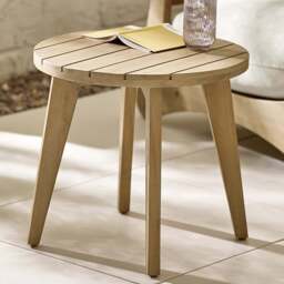 Furniturebox Niort Round Wooden Outdoor Side Table - Size: 45 x 45 x 45cm - Brown - Wilko - thumbnail 1