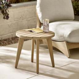 Furniturebox Niort Round Wooden Outdoor Side Table - Size: 45 x 45 x 45cm - Brown - Wilko - thumbnail 6