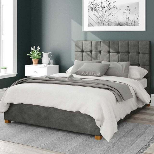 Aspire Sinatra King Size Granite Kimiyo Linen Ottoman Bed - Grey - Aspire Beds - Wilko - image 1
