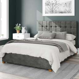 Aspire Sinatra King Size Granite Kimiyo Linen Ottoman Bed - Grey - Aspire Beds - Wilko
