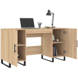 vidaXL 2 Door Modern Desk Sonoma Oak - Size: 75 x 140 x 50cm - Brown - Wilko - thumbnail 5