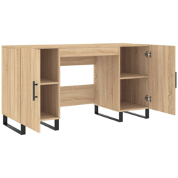 vidaXL 2 Door Modern Desk Sonoma Oak - Size: 75 x 140 x 50cm - Brown - Wilko - thumbnail 6