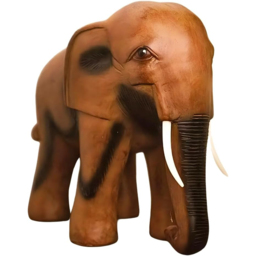 Marco Paul Large Wood Effect Elephant Garden Ornament - Size: 47 x 20 x 10cm - Brown - Wilko - thumbnail 1