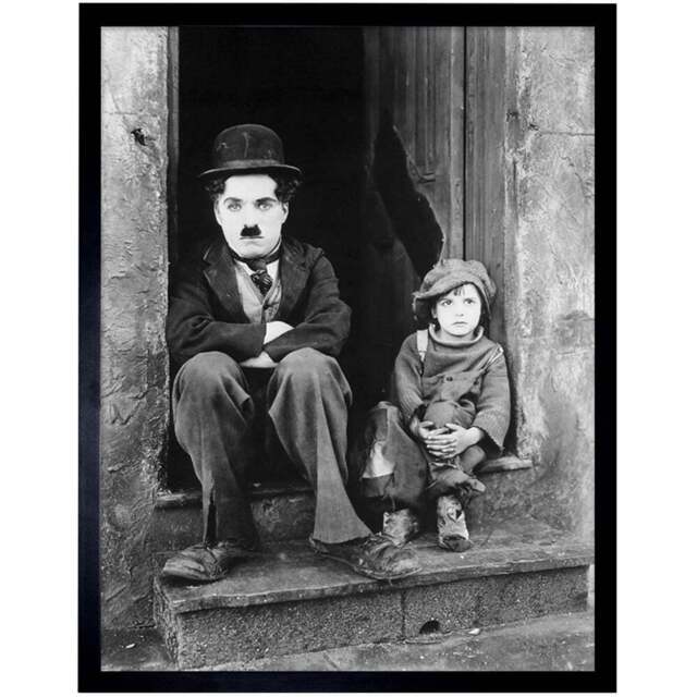 Artery8 Silent Movie Still Charlie Chaplin The Kid Photo Framed Wall Art Print 30 x 41cm - Size: 43.3 x 33.3 x 1.5cm - Black - Wilko - image 1