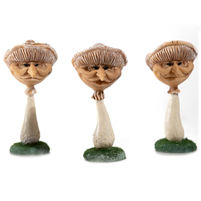 Marco Paul 3 Piece Miniature Mushroom Faces Garden Ornament - Size: 44 x 27 x 31.5cm - White - Wilko - image 1