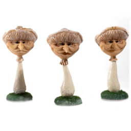 Marco Paul 3 Piece Miniature Mushroom Faces Garden Ornament - Size: 44 x 27 x 31.5cm - White - Wilko - thumbnail 1