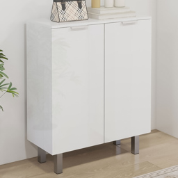 HOMCOM 5 Shelf High Gloss Shoe Storage Cabinet - Size: 95.0 cm x 31.5 cm x 76.0 cmcm - White - Wilko