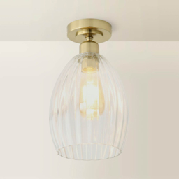 ValueLights Cheltenham Ribbed Shade Brushed Gold Flush Ceiling Light with Bulb - Size: 27 x 17 x 17cm - Wilko - thumbnail 6