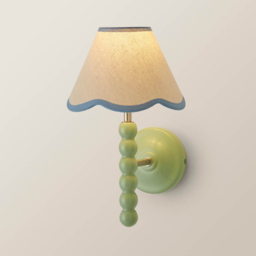 ValueLights Blue Trim Scallop Shade Green Bobbin LED Wall Light with Bulb - Size: 32 x 19 x 20cm - Wilko - thumbnail 5
