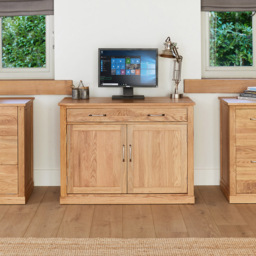 Baumhaus Mobel 2 Door Hidden Home Office Computer Desk Oak - Brown - Wilko - thumbnail 6