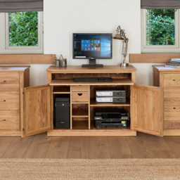 Baumhaus Mobel 2 Door Hidden Home Office Computer Desk Oak - Brown - Wilko - thumbnail 5