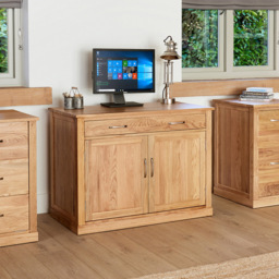 Baumhaus Mobel 2 Door Hidden Home Office Computer Desk Oak - Brown - Wilko - thumbnail 3