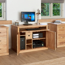 Baumhaus Mobel 2 Door Hidden Home Office Computer Desk Oak - Brown - Wilko - thumbnail 4