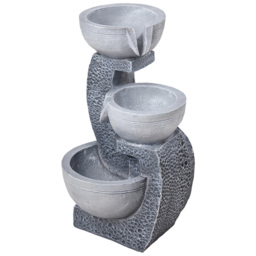 Living and Home 3 Tier Solar Powered LED Light Water Fountain - Size: 45.5 x 25 x 27cm - Grey - Wilko - thumbnail 1