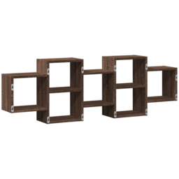 vidaXL 7 Shelf Brown Oak Effect Floating Wall Shelf - Size: 42 x 18 x 129cm - Wilko - thumbnail 4