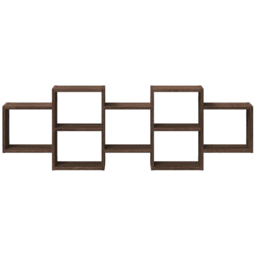 vidaXL 7 Shelf Brown Oak Effect Floating Wall Shelf - Size: 42 x 18 x 129cm - Wilko - thumbnail 3