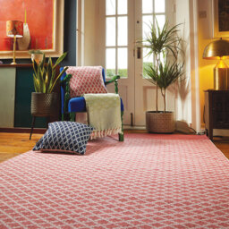 Hug Rug Coral Pink Woven Trellis Rug 160 x 230cm - Wilko - thumbnail 3