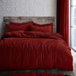 Velosso Single Rubby Red Teddy Fleece Duvet Set - Wilko