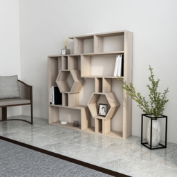 Decorotika Tamara Cordoba Geometric Unique Bookshelf - Size: 134 x 134 x 22cm - Grey - Wilko - thumbnail 6