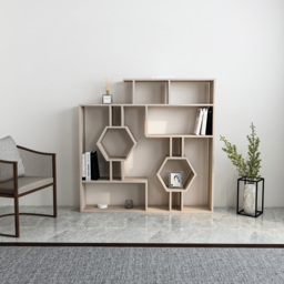 Decorotika Tamara Cordoba Geometric Unique Bookshelf - Size: 134 x 134 x 22cm - Grey - Wilko - thumbnail 5