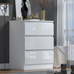 FWStyle Stora 3 Drawer White Gloss Chest Of Drawers - Wilko - thumbnail 6