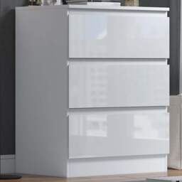FWStyle Stora 3 Drawer White Gloss Chest Of Drawers - Wilko