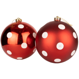 Shatchi 6cm Red and White Polka Dot Shatterproof Christmas Bauble 6 Pack - Wilko - thumbnail 3