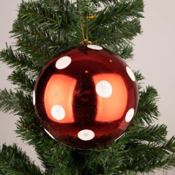 Shatchi 6cm Red and White Polka Dot Shatterproof Christmas Bauble 6 Pack - Wilko - thumbnail 6