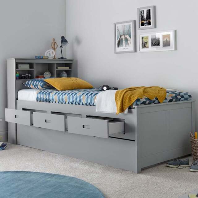 Veera Grey 3 Drawer Guest Bed with Memory Foam Mattress - Size: Single - Bedmaster - Wilko - image 1