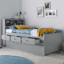 Veera Grey 3 Drawer Guest Bed with Memory Foam Mattress - Size: Single - Bedmaster - Wilko - thumbnail 1