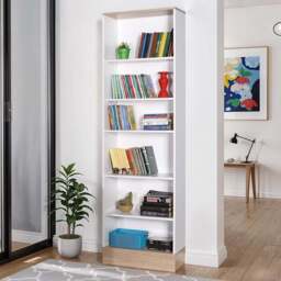 FWStyle 6 Tier White and Oak Shelving Unit - Size: 6 Shelf - Wilko