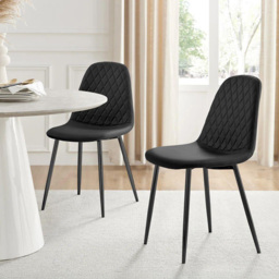 Kosy Koala 4 Seater Faux Leather Wooden Dining Set Black - Brown - Wilko - thumbnail 3